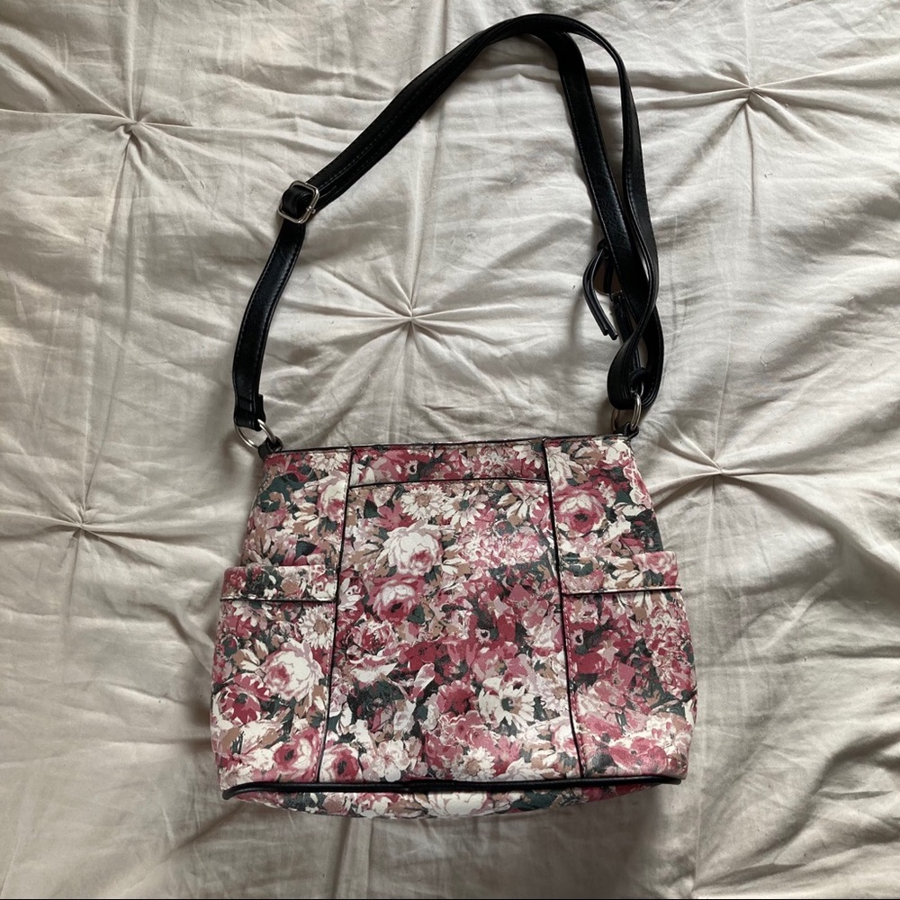 Black and Pink Floral Purse